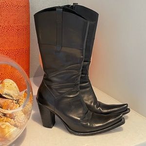 Sartore Paris Blk Leather Western Boot
